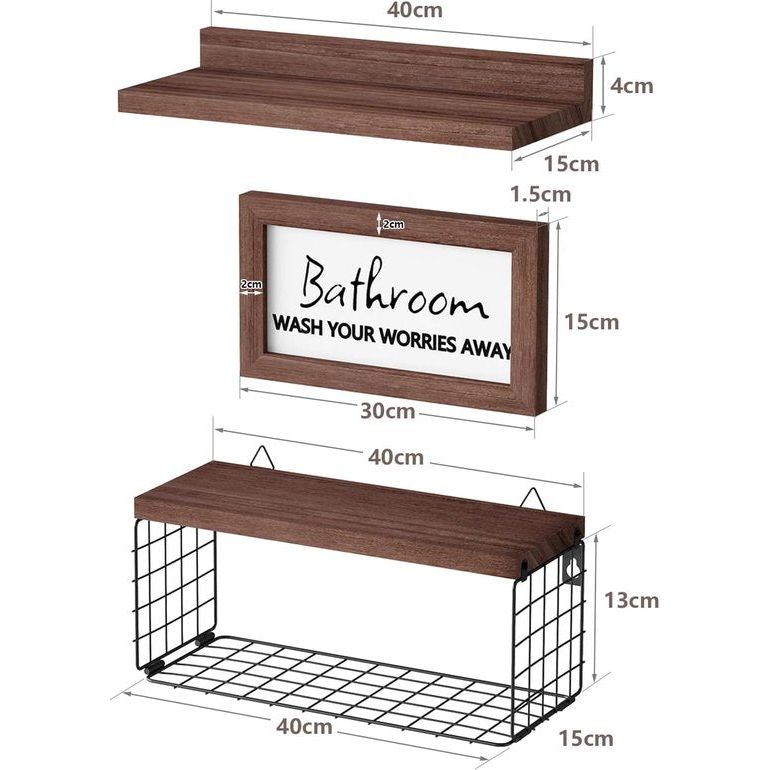 Wandrek,40 cm, set van 4 zwevende planken