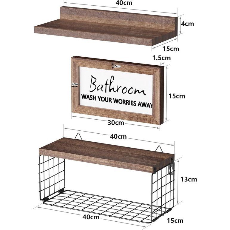 Wandrek, wandplanken, 40 cm, set van 4 zwevende planken