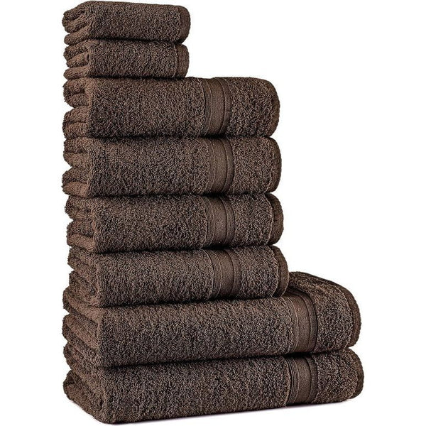 Handdoekenset bruin chocoladebruin | % 100% katoen handdoekenset 8-delig | 2x badhanddoeken (70x140), 4x handdoeken (50x90), 2x gastendoekjes (30x50) | zacht en absorberend | kleur: donkerbruin