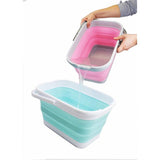 Foldable rectangular, convenient bucket, 12 liters, 1, white/multi-green.