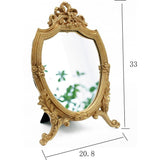 Decoratieve wandspiegel met antiek gouden harsen frame, make-upspiegel, tafelspiegel voor slaapkamer, woonkamer, dressoirdecoratie. Afmetingen: 8,5 inch breed x 13 inch lang.