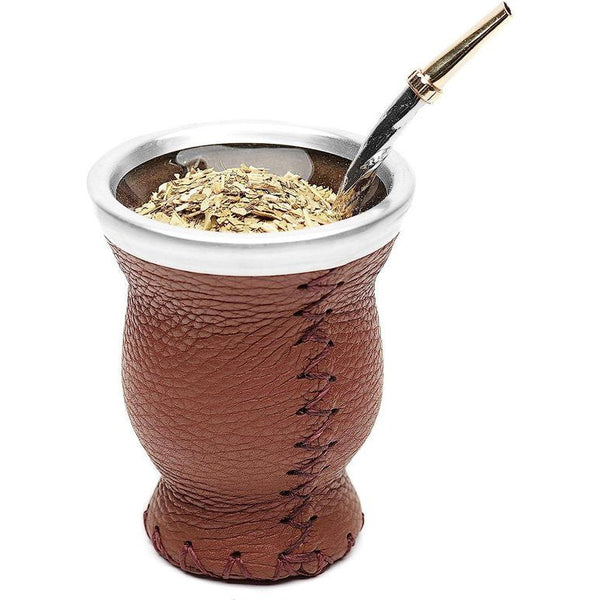 Mate (Mate beker) glas, afgedekt met leeg - met Bombilla (sorbet) voor Yerba Mate drinken (BROU)