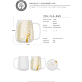 Grote koffiemok van porselein, 600 ml, grote koffiemok, cadeaus voor vrouwen, jumbobeker, koffiemok, XXL, koffiekop, kantoorbeker, wit