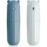 Tandenborsteletui voor kinderen, 2 stuks, reisetui, draagbare tandenborstelopbergetui, geschikt voor thuis, reizen, camping, zakenreis, 20 x 5,5 cm, oranje + groen, diepblauw + lichtblauw