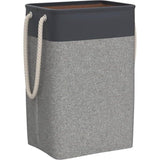 Wasmand 78L, opvouwbare wasmand met touwhandgrepen opbergcontainer geschikt voor slaapkamer wasruimte badkamer 60 x 42 x 31 cm zwart + grijs