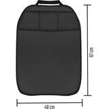 Rugleuningbeschermers, 2 stuks, bescherming voor rugleuning auto en kinderen, rugleuningbescherming, achterbankbeschermer, zitting, kunstleer, zwart, 3 vakken, organizer, bescherming voor autostoel, stoel