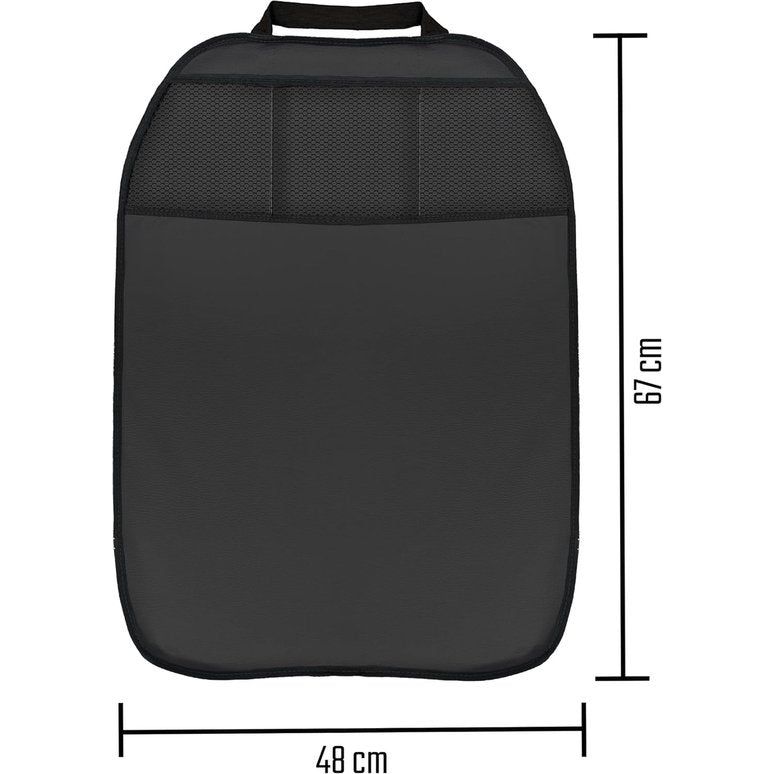 Rugleuningbeschermers, 2 stuks, bescherming voor rugleuning auto en kinderen, rugleuningbescherming, achterbankbeschermer, zitting, kunstleer, zwart, 3 vakken, organizer, bescherming voor autostoel, stoel