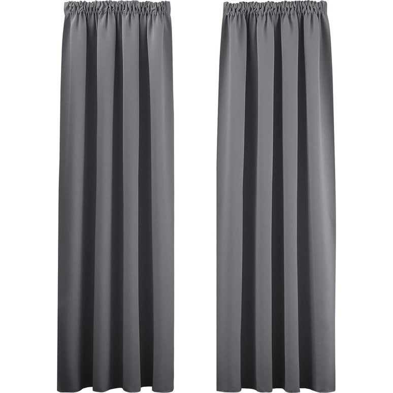 Gordijn ondoorzichtig plooiband thermogordijn hittebescherming grijze gordijnen set van 2 H 175 x B 140 cm slaapkamer gordijnen met plooiband voor railsysteem verduisteringsgordijnen