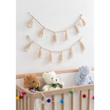 Macramé wandtapijt, franjesslinger, banner, katoenen geweven wanddecoratie voor boho, huisdecoratie, kinderkamer, buikmand, decoratie, 6,5 cm x 75 cm