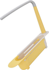 Telescopische spoelbak-opbergrek, uitbreidbare spoelbak-organizer, verstelbaar afdruipoppervlak, spoelbak, spons, zeephouder, opslag, afvoermand voor keukengootsteen (geel)