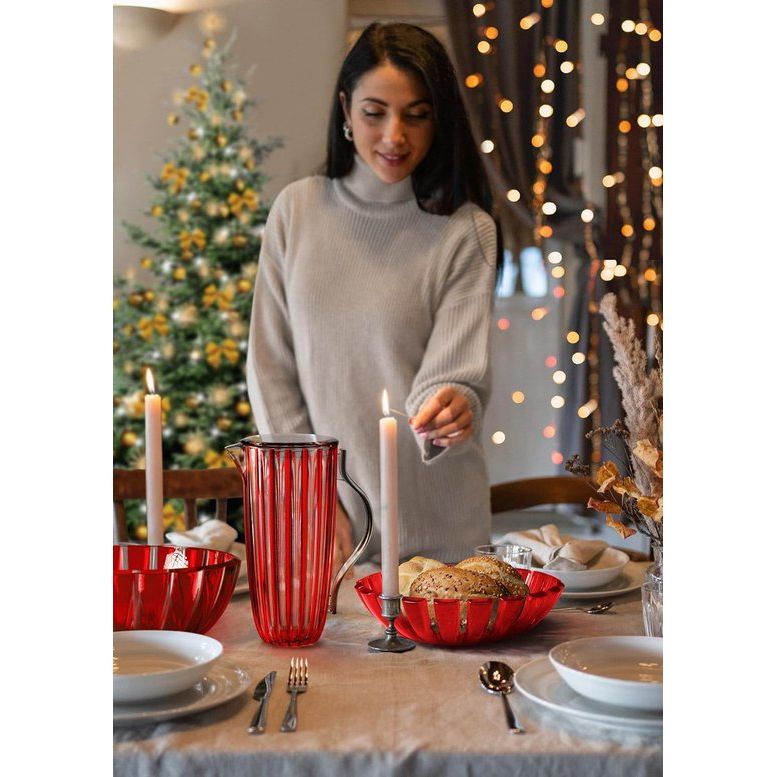 Cake Plate with Base and Cover - Red, Diameter 31 x Height 27 cm