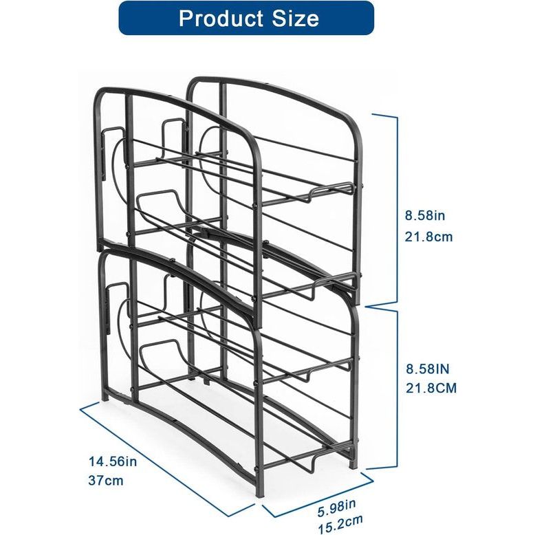 koelkastorganizer, set van 2, voor drankblikjes, bier, conserven, koelkastorganizer voor 24 blikjes van 330 ml, zwart