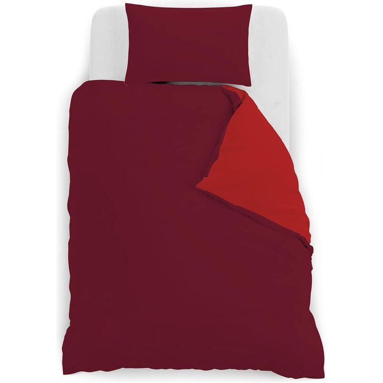 Doubleface dekbedovertrek in natuurlijke kleur, 100% katoen, oliegroen/flessengroen, tweepersoons