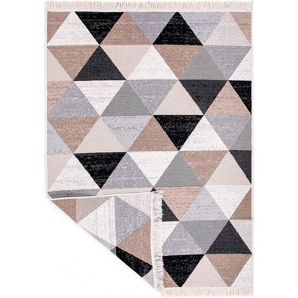 Vloerkleed, laagpolig - Boho Kelim tapijt, woonkamertapijt, slaapkamer en keukentapijt, tapijtloper, haltapijt, kinderkamertapijt, ruitgrijs, afmetingen: 160x230 cm