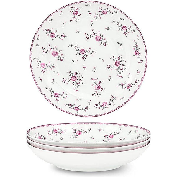 20 cm roze porseleinen saladeborden set van 4 dessertborden, koninklijk vintage, keuken pastabord, slakom van keramiek