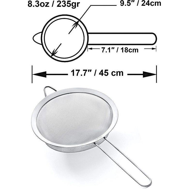 Fijnmazen zeef, premium 304 roestvrij staal, grote keukenzeef, vaatwasmachinebestendig
