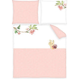 Slakkenwieg bedlinnen roze, kussensloop 35 x 40 cm met hotelovertrek, dekbedovertrek 80 x 80 cm met hotelhoes, 100% katoen, renforcé