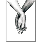 3-delige premium posterset, hand in hand, muurposterset, zonder lijst, wanddecoratie, afbeelding, woonkamer, slaapkamer, moderne beeldende kunst (50 x 70 cm)