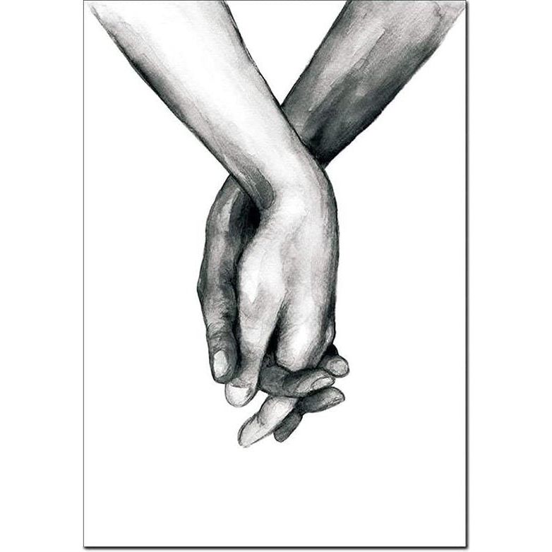 3-delige premium posterset, hand in hand, muurposterset, zonder lijst, wanddecoratie, afbeelding, woonkamer, slaapkamer, moderne beeldende kunst (50 x 70 cm)
