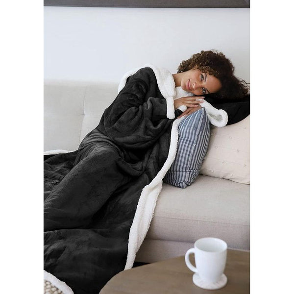 Platinum Warme deken met mouwen, dubbel microvezelfleece, voor volwassen vrouwen en mannen, 183 x 140 cm