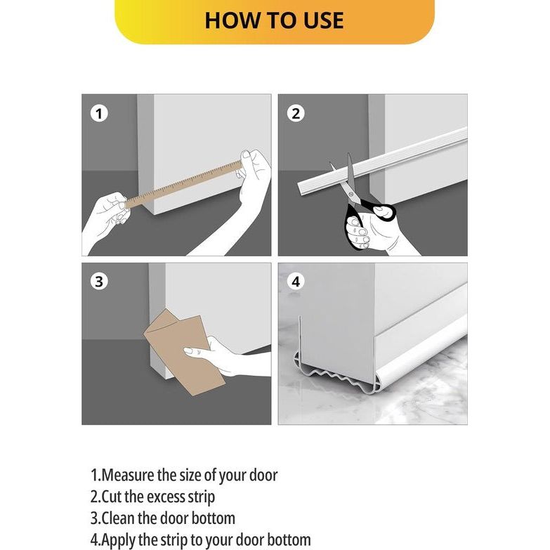 ochtstopper, 2 stuks, 100 cm, voor deuren, geschikt voor 3-5 cm dikte, maximale gatenvulling 2,5 cm, kan vrij worden gesneden, snel en eenvoudig worden aangebracht, als geluidsisolatie, bescherming tegen kou (wit)