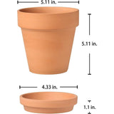 6 Grote Terracotta Potten 5.25" x 5.25" Bloempotten Klei Potten met Schotel en Drainage Gat Succulent Potten Kruid Pot Geweldig voor Planten Ambachten Huwelijkscadeau