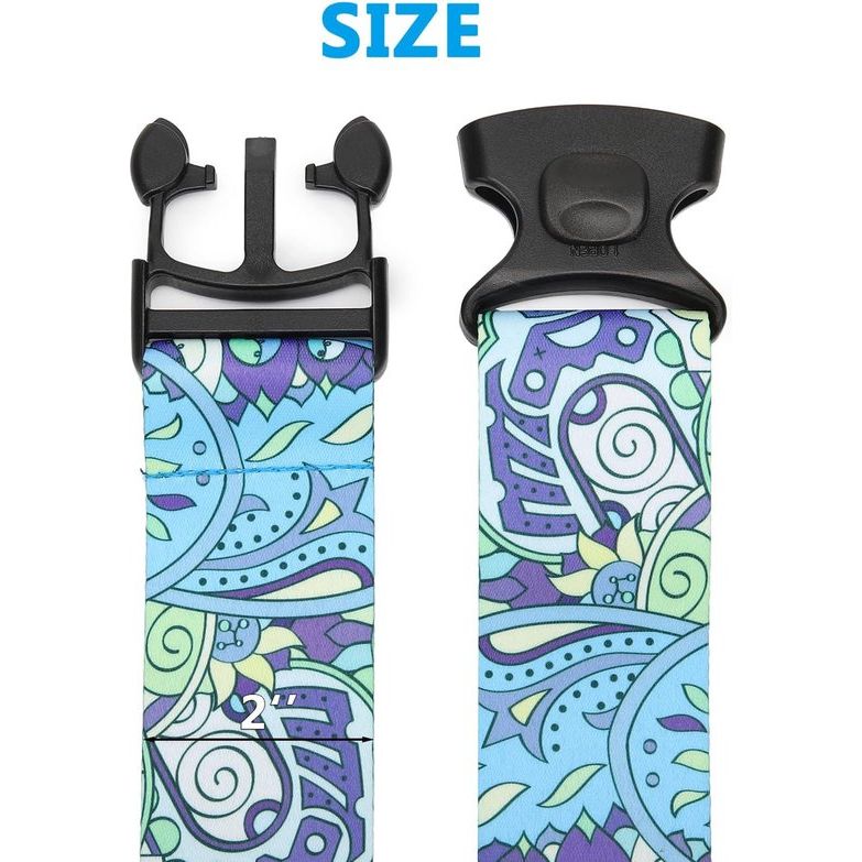 2 stuks kofferriem, kofferband, verstelbare, gepersonaliseerde bagageriem met afsluitbare gesp voor koffer, riem, reistas (blauwe bloem)