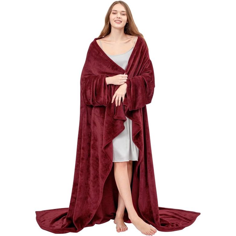 Deken met mouwen en voetenzak, fleece, microvezel, zachte fleecedeken, dagdeken, tv-deken om aan te trekken, cadeau voor vriendin