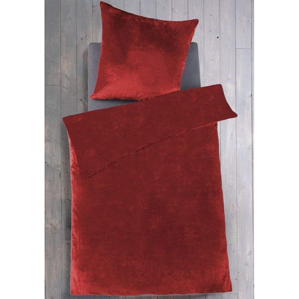 Winter-dekbedovertrek met kussensloop, koraalfleece, voelt als kasjmier, 135 x 200 cm, rood, 135 x 200 cm