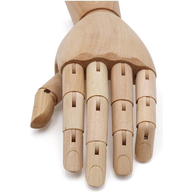 Schakelhand, 25 cm rechts, beweegbare modelhand, houten hand