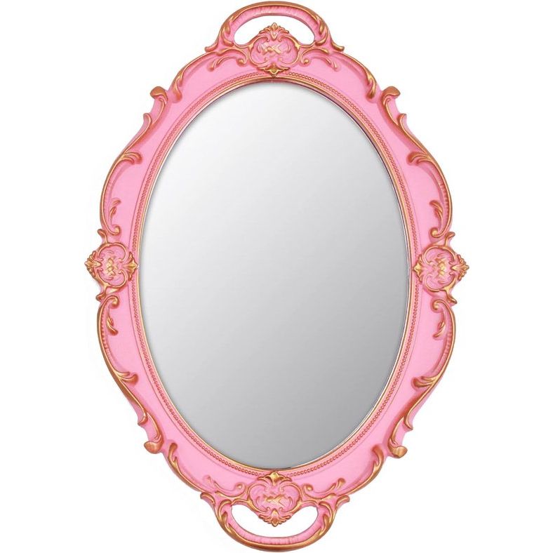 vintage mirror kleine wandspiegel hangspiegel 36,8 x 25,4 cm ovaal roze