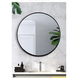 Ronde spiegel, wandspiegel, 50 cm, badkamerspiegel voor hal, woonkamer, slaapkamer, zwart Vertaling: Ronde spiegel, wandspiegel, 50 cm, badkamerspiegel voor de hal, woonkamer, slaapkamer, zwart.