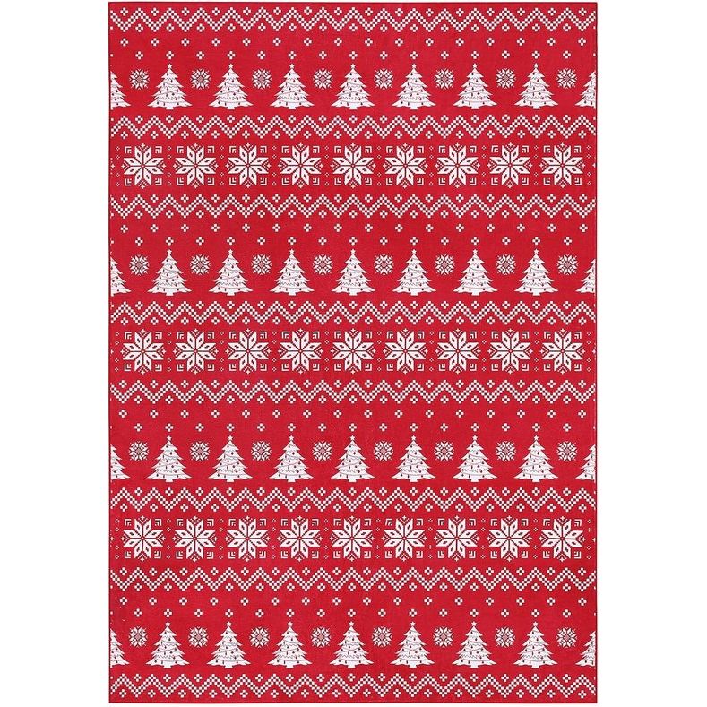 Rugs Tapijt, voor kerstvakantie, antislip, boho-accenttapijt, lage pool vloermat, entreemat, voor binnen en buiten, voor hal, keuken, woonkamer, 80 x 150 cm