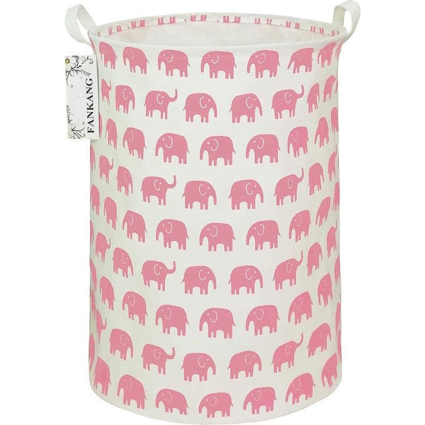 Wasmand voor kinderkamer, linnen, opvouwbaar, grote opbergmanden voor kinderspeelgoed, kinderkamer, thuis, geschenkmand (roze olifant)