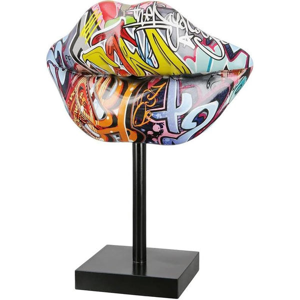 decoratieve sculptuur sculptuur kussmond in street art design - van kunsthars - accessoire decoratie woonkamer cadeau - hoogte 26 cm