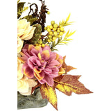 Kunst Dahlia Arrangement op Kunststeen Kunstbloemen Herfst Arrangement Halloween Kunstdecoraties Tafelornamenten voor Halloween Thanksgiving Herfstdecoratie