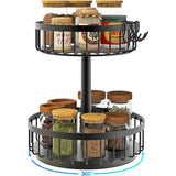 360° draaibare kruidenrekorganizer, van metaal, stabiele kruidenhouder, multifunctioneel kruidenrek, organizer, draaitafel voor keuken, tafel, werkblad, cosmetica-organizer