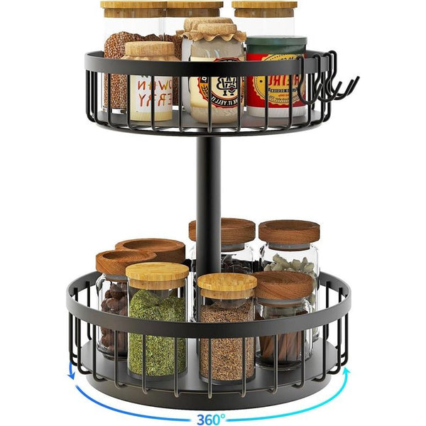 360° draaibare kruidenrekorganizer, van metaal, stabiele kruidenhouder, multifunctioneel kruidenrek, organizer, draaitafel voor keuken, tafel, werkblad, cosmetica-organizer