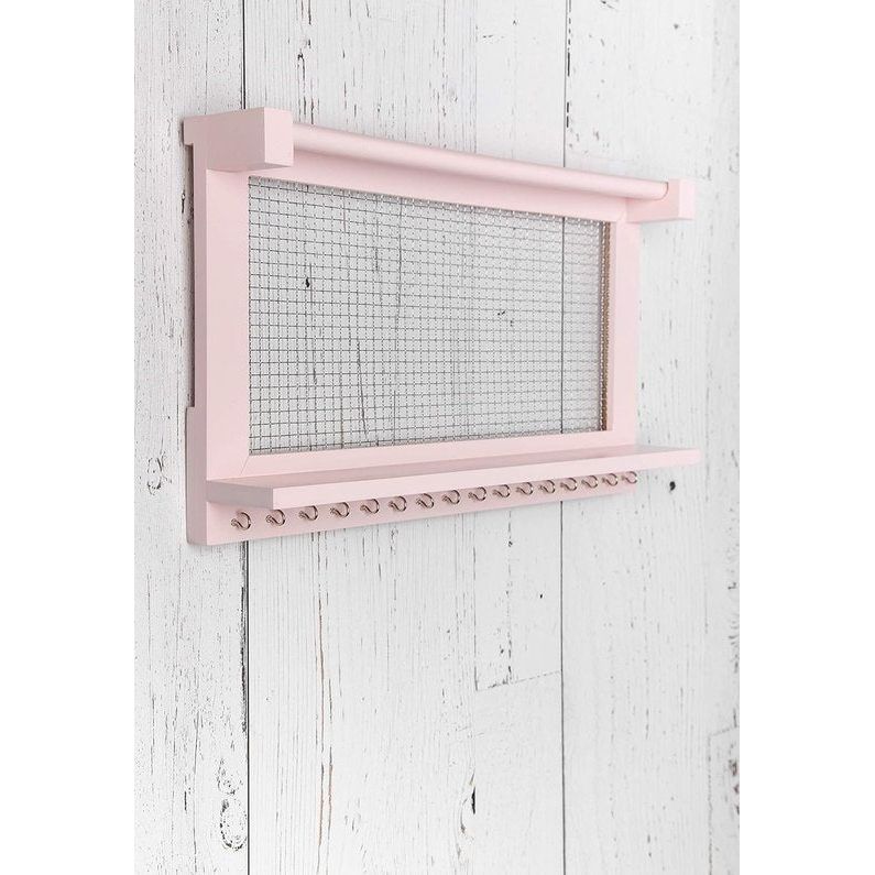 Boho-Chic Organizer voor sieraden, wandrek met afneembare armbandstang, met 16 haken, perfecte opslag voor oorringen, halskettingen en armbanden, sieradendisplay