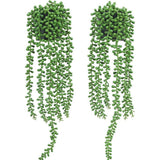 2 stuks kunstmatige hangplanten nep pot parelketting vetplanten kleine kunstplanten voor binnen buiten plank wanddecoratie