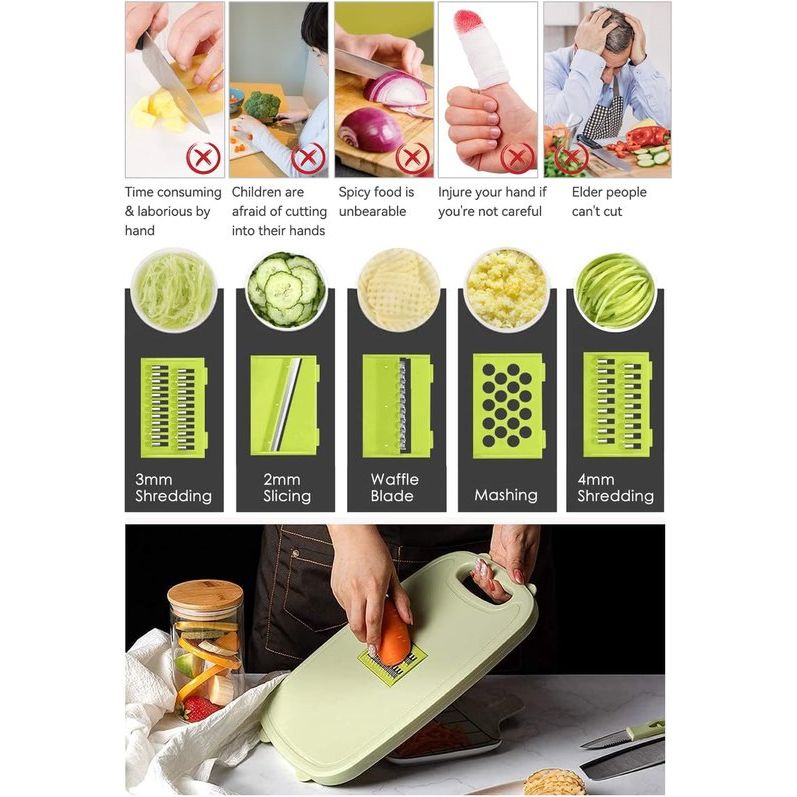 Multifunctionele snijplank, 9-in-1 opvouwbare snijplank, snijplankset met groentesnijder, draagbare afvoermand voor kampeeraccessoires, outdoor, festivals