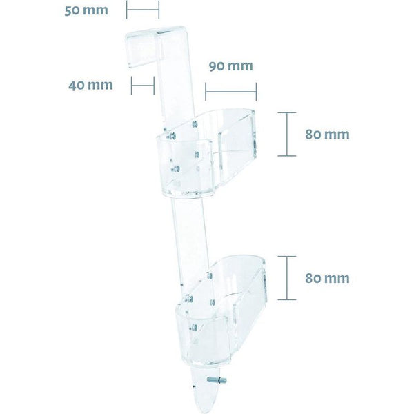 Doucheplank, doucheplank, doucheplank om op te hangen, met 2 planken, zonder boren, acryl, roestvrij, douchemand om op te hangen, met haken
