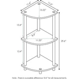 Compacte multifunctionele hoekplank met 3 lagen, hout, Frans eiken grijs/zwart, 29,46 x 29,46 x 75,18 cm
