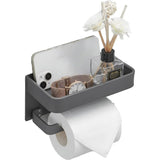 Badkamerrolhouder met plank Zwarte afwerking Hoekopslag Zelfklevende houder voor kleine gadgets Aluminium