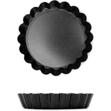 10 stuks taartvormen Ø 10 cm met hefbodem, mini-tartelette vormpjes quichevorm van voedselveilig koolstofstaal met antiaanbaklaag