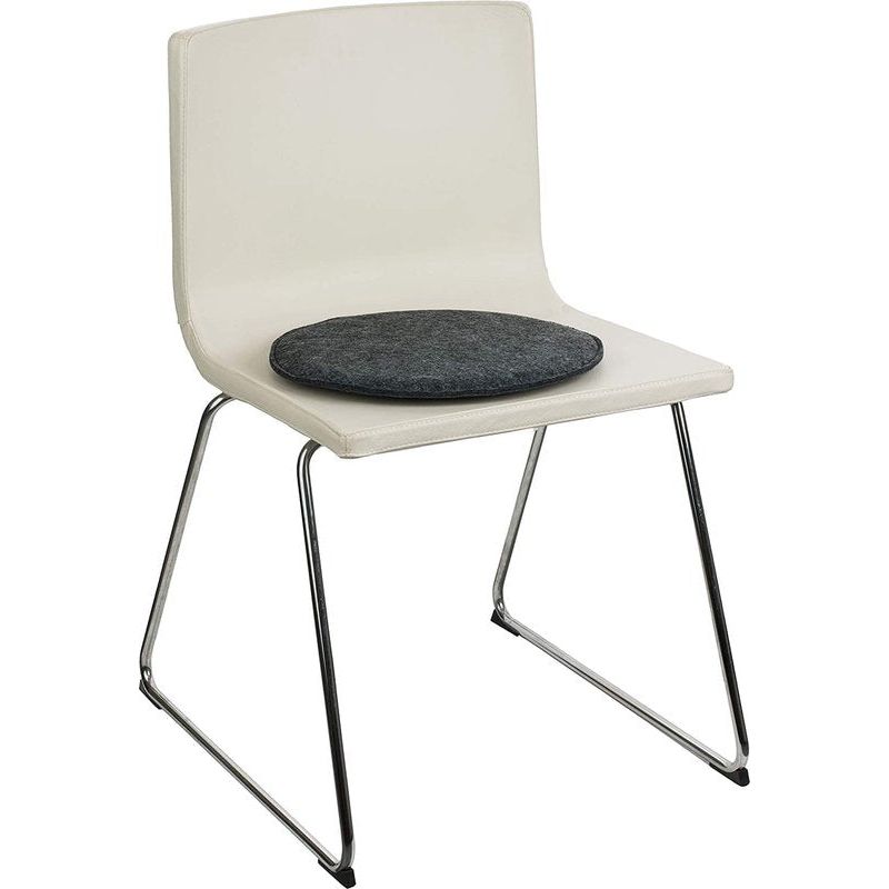 Zitkussen, vilt, rond, stoelkussen, zitkussen, gewatteerd, Ø 35 cm, voordeelverpakking van 4 stuks, antraciet