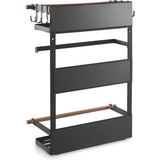 Magnetisch zijrek, belastbaar tot 12 kg, hangrek met afneembare haken en houten stokken, zwart