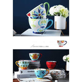 Handgeschilderde mok 350ml - Flower Art Cup koffie cup oude design hoge kwaliteit gouden lepel porseleinen mok (stijl 6)