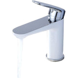 Wastafel-eengreepsmengkraan met één hendel, wit en chroom, 1-gaats wastafelarmatuur met armatuur,