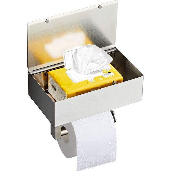 Toiletpapierhouder met vochtige doekjesbox, wc-papierhouder zonder boren, wc -rolhouder, roestvrij staal, wc-papier houder, rolhouder zelfklevend voor toilet, badkamer, keuken (wit Toiletpapierhouder met vochtige doekjesbox, wc-papierhouder zonder boren, wc -rolhouder, roestvrij staal, wc-papier houder, rolhouder zelfklevend voor toilet, badkamer, keuken (wit